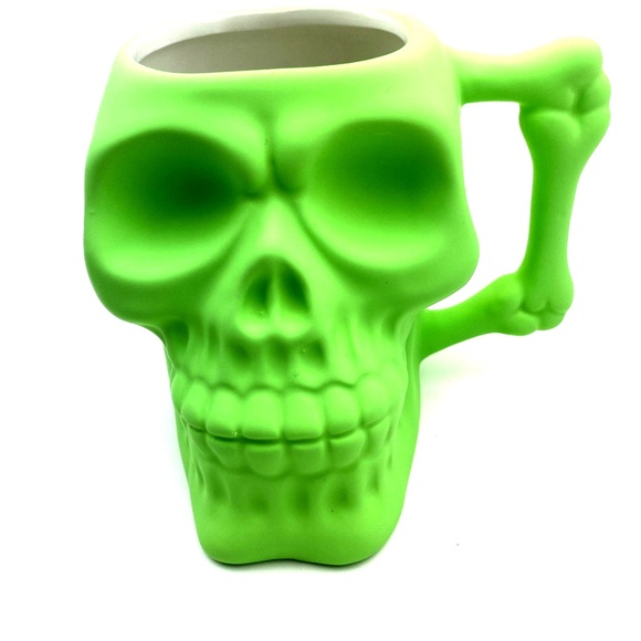 Sunday Morning Ceramic 18oz Mug Skull Lime Green So Smooth Drinkware Coffee Cup - Picture 6 of 6